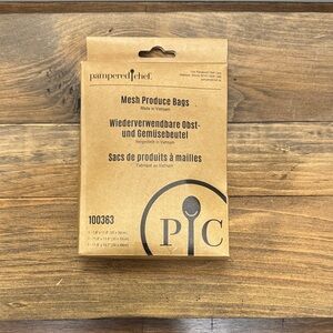 NWT Pampered Chef Brown Mesh Produce Bags Pack